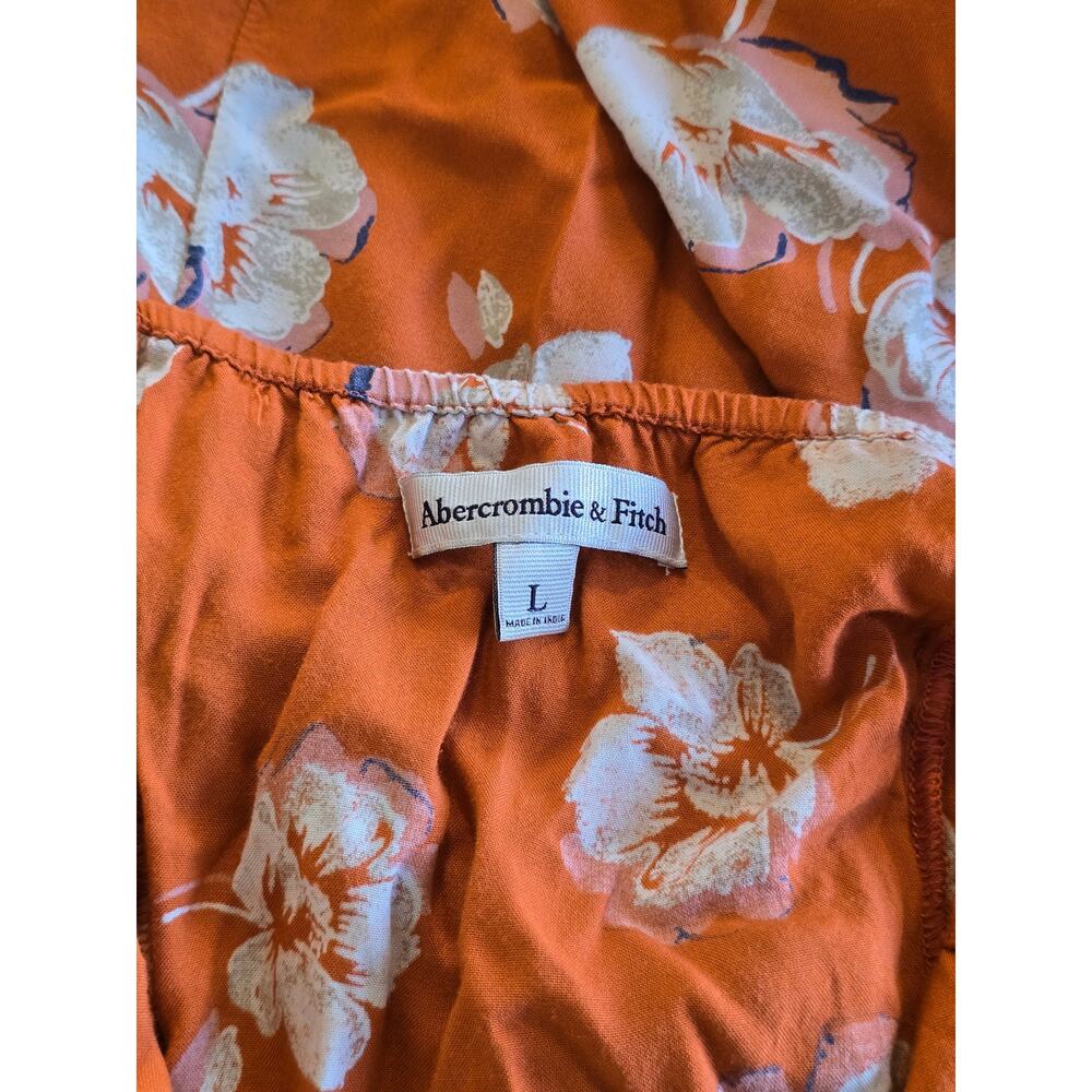 Abercrombie & Fitch Rust Orange Floral Button-Front Mini Dress - Picture 4 of 5